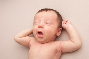 Newborn Baby in Great Yarmouth studio yawning